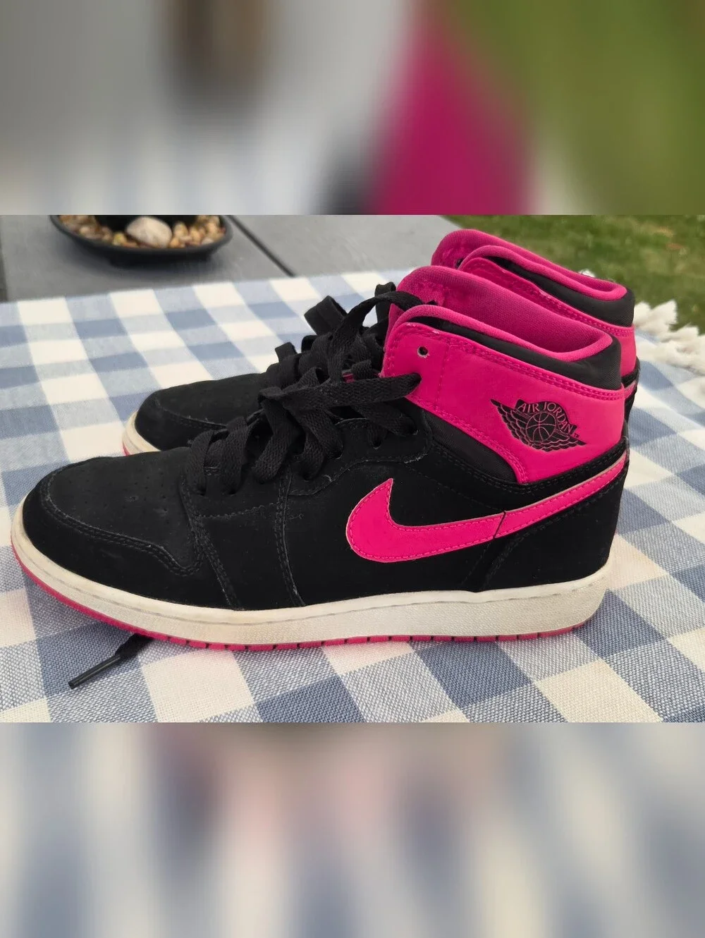 Nike Air Jordan Hi Retro Sneakers - Black/Hot Pink, Youth 4.5, Pre-owned